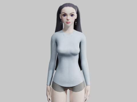 Cartoon Pretty Woman V24745 3D Модель