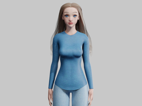 Cool cute Woman V32455 3D Model