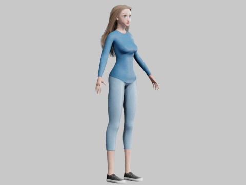 Cool cute Woman V32455 Modelo 3D