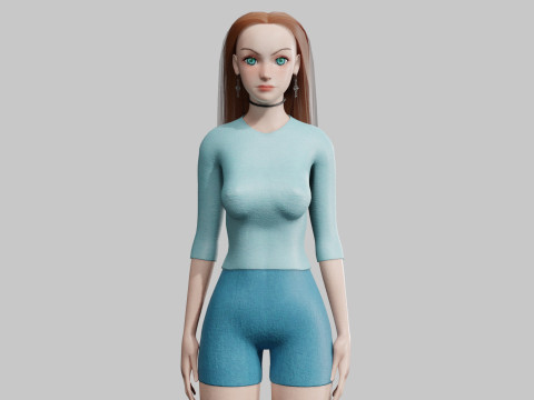 Cute Cartoon woman V32300 3D Model