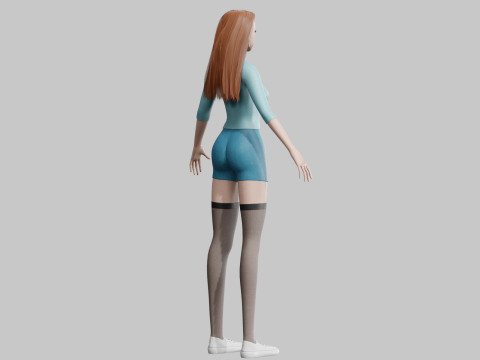 Cute Cartoon woman V32300 3Dモデル