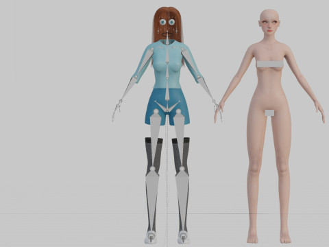 Cute Cartoon woman V32300 3Dモデル
