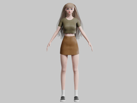 Cute cool woman V30300 3D मॉडल