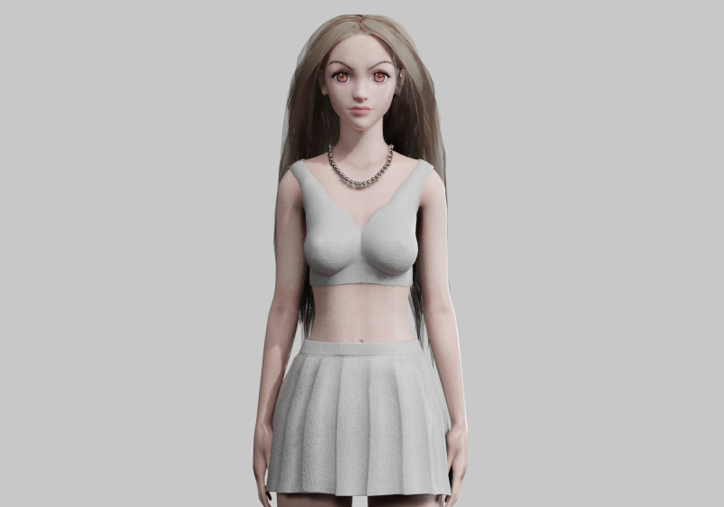 Cute Young Woman V34158 3D Model .c4d .max .obj .3ds .fbx .stl .blend