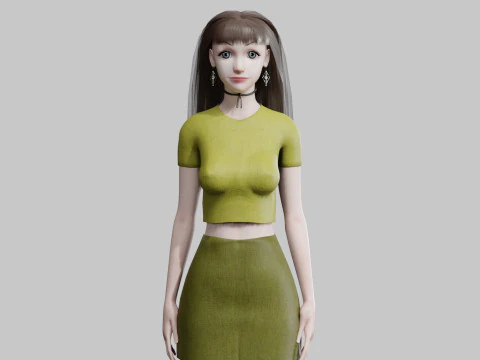 예쁜 십대 여성 V34286 3D 모델