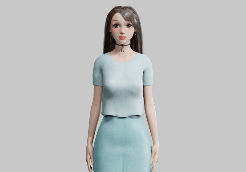 Stylized cute Woman V30195 3D Модель .c4d .max .obj .3ds .fbx .stl .blend
