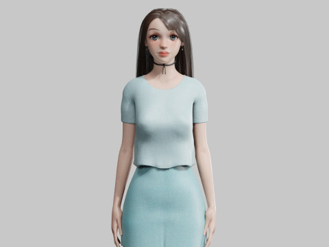 Stylized cute Woman V30195 3D Model