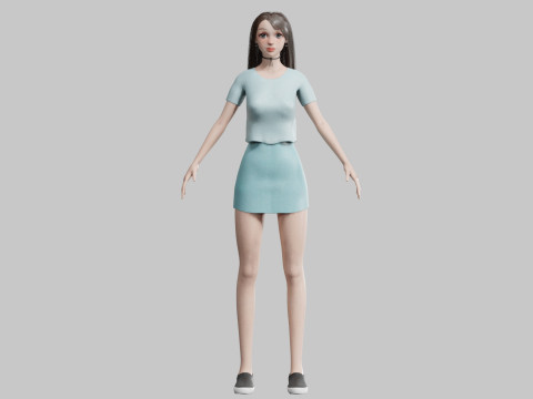 Stylized cute Woman V30195 3D Модель