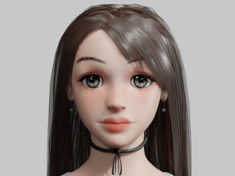 Stylized cute Woman V30195 3D Модель