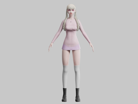 Basic cute Woman V31366 Model 3D