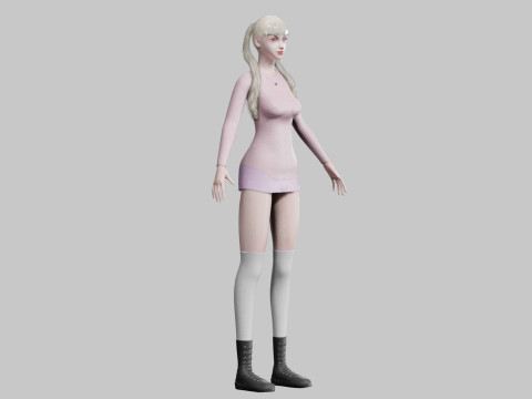 Basic cute Woman V31366 Model 3D