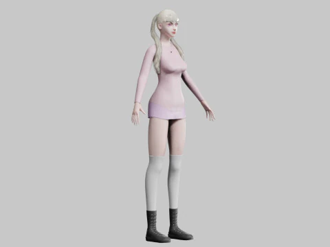 Basic cute Woman V31366 3D Model