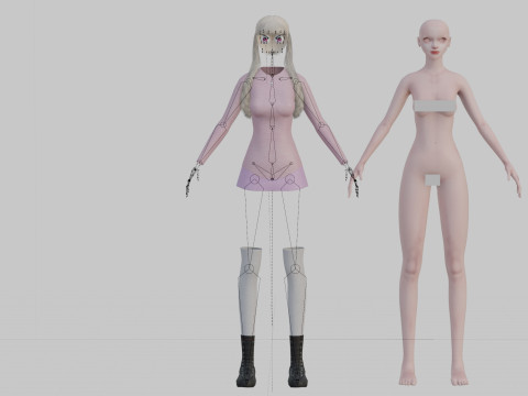 Basic cute Woman V31366 Model 3D