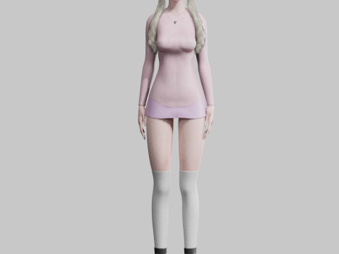 Basic cute Woman V31366 Model 3D