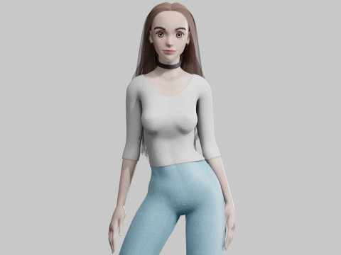 Beautiful cute Woman V32075 3Dモデル