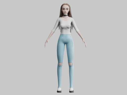Beautiful cute Woman V32075 3D Model