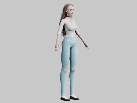 Beautiful cute Woman V32075 3D Model