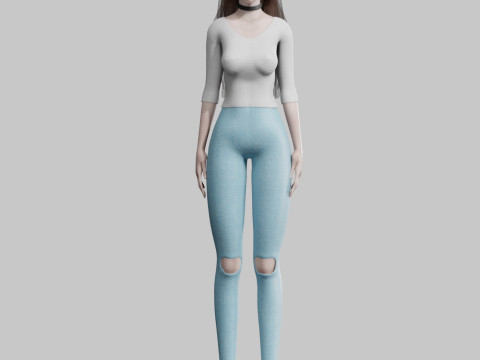 Beautiful cute Woman V32075 3D Model