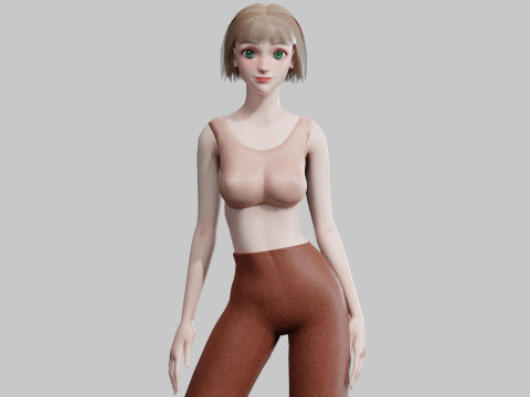 Cartoon cute Woman V32110 3D Model