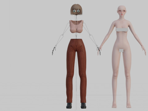 Cartoon cute Woman V32110 3D Модель