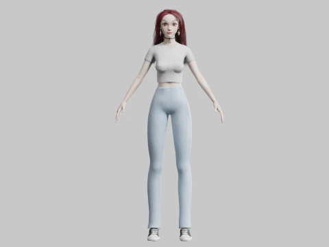 Cartoon Pretty Woman V35967 3D Model