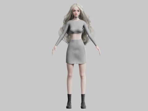 Classic cute Woman V41844 3D Model