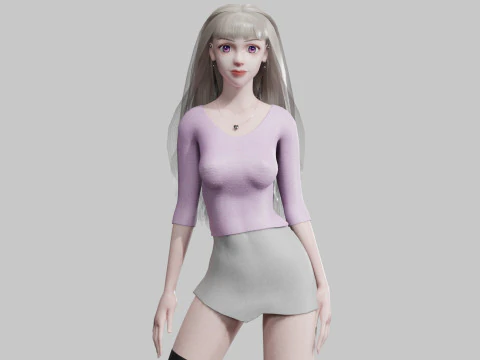 Мила красива жінка V33942 3D Модель