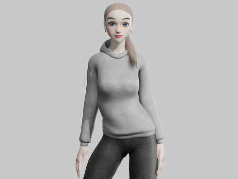 Cute Cartoon woman V24808 3D Model