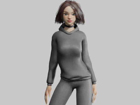 Cute cool woman V31818 3D Model