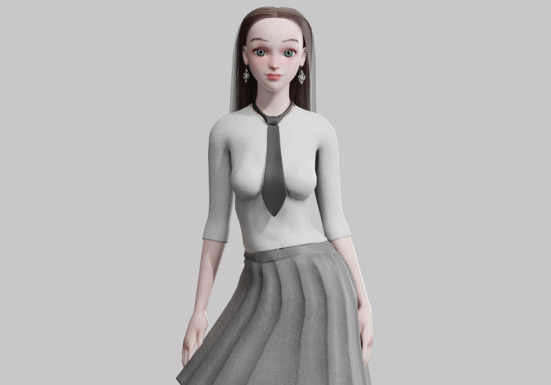 Cute Standard Woman V32420 3D Модель .c4d .max .obj .3ds .fbx .stl .blend