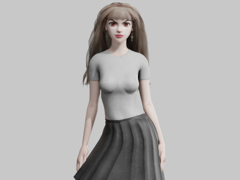 Cute stylized woman V38774 3D Model