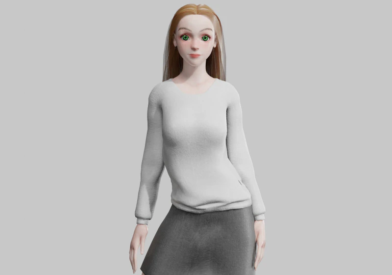 Cute teen woman V31350 3D Model .c4d .max .obj .3ds .fbx .stl .blend
