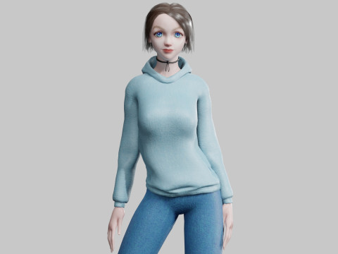 Cute Young Woman V30902 3D Model