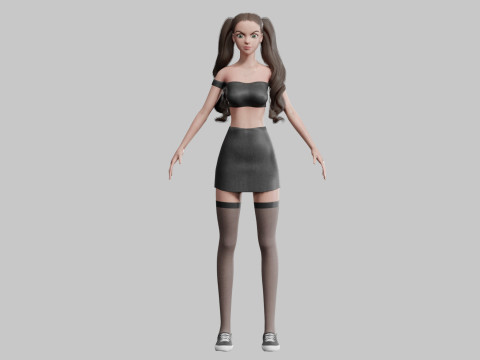 Pretty Cartoon woman V34834 3D Model