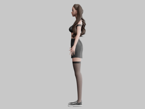 Pretty Cartoon woman V34834 3D Model