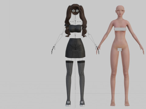 Pretty Cartoon woman V34834 3D Model