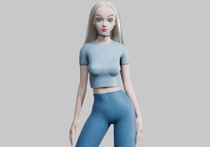 Pretty teen Woman V28799 3D Модель .c4d .max .obj .3ds .fbx .stl .blend