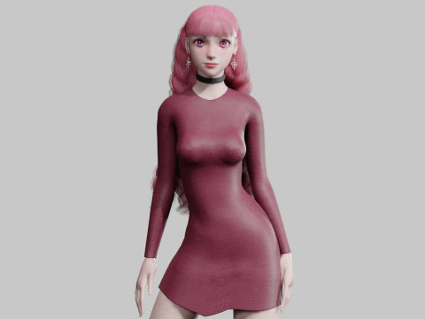 Stylized cute Woman V35453 3D Model