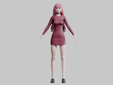 Stylized cute Woman V35453 3D Модель