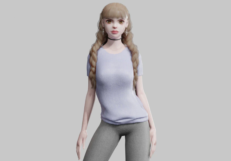 Teen cute Woman V32001 3D Model .c4d .max .obj .3ds .fbx .stl .blend