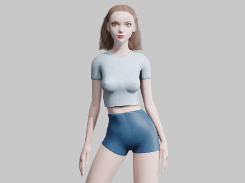 Basic cute Woman V21083 3D मॉडल