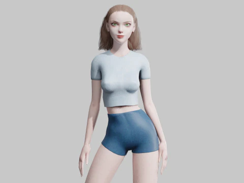 Basic cute Woman V21083 3D Model