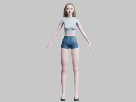 Basic cute Woman V21083 Modello 3D