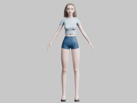 Basic cute Woman V21083 3D Model
