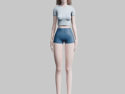 Basic cute Woman V21083 3D Model