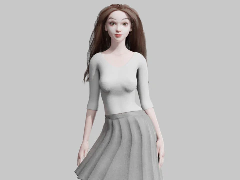 Piękna ładna kobieta V36356 Model 3D