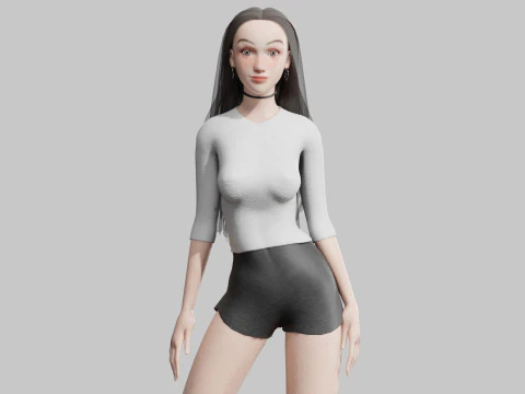 Cartoon schattige vrouw V31212 3D Model
