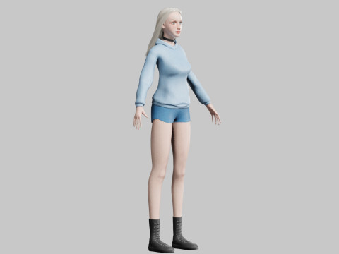 Cute Cartoon woman V33413 Modello 3D
