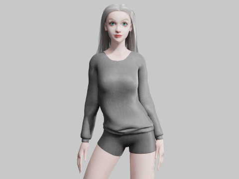 Cute cool woman V34060 3D Model