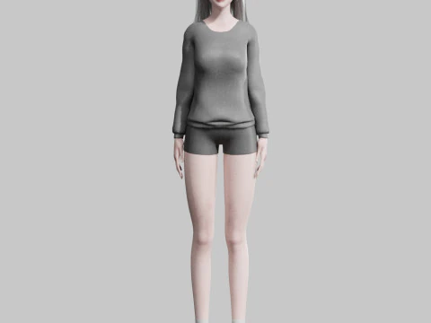 Cute cool woman V34060 3D Model